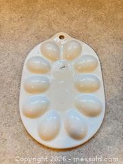 MaxSold Auction: Vintage ceramic deviled egg serving platter with matching Salt & Pepper shakers - Ottawa (Ontario, Canada) SELLER MANAGED Downsizing Online Auction - Jeanne Darc Boulevard North