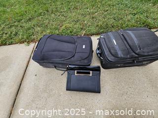 MaxSold Auction: 2 Softside Rolling Suitcases + Black Patent Clutch/Handbag, Black - Chesapeake (Virginia, USA) PARTNER MANAGED Downsizing Online Auction - River Arch Drive