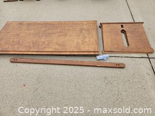 MaxSold Auction: Disassembled Wooden Desk, Medium Brown, 4–6 ft Top - Chesapeake (Virginia, USA) PARTNER MANAGED Downsizing Online Auction - River Arch Drive