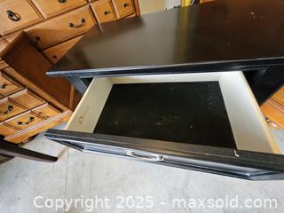 MaxSold Auction: Klaussner Black Wood Nightstand with Drawer and Double Doors - Chesapeake (Virginia, USA) PARTNER MANAGED Downsizing Online Auction - River Arch Drive