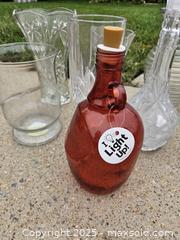 MaxSold Auction: Lot of Glass Vases, Decanter w/ Stopper, Red 'Light Up!' Bottle (8) - Chesapeake (Virginia, USA) PARTNER MANAGED Downsizing Online Auction - River Arch Drive