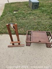 MaxSold Auction: Lot: Wood Easel + Magazine/Book Rack, Medium Brown - Chesapeake (Virginia, USA) PARTNER MANAGED Downsizing Online Auction - River Arch Drive