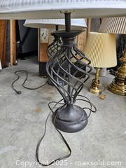 MaxSold Auction: Table Lamp with Pleated Shade and Twisted Lattice Metal Base - Chesapeake (Virginia, USA) PARTNER MANAGED Downsizing Online Auction - River Arch Drive