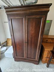 MaxSold Auction: Traditional Wood Media Armoire/TV Cabinet, Dark Brown - Chesapeake (Virginia, USA) PARTNER MANAGED Downsizing Online Auction - River Arch Drive