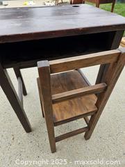 MaxSold Auction: Vintage Schoolhouse Solid Wood Desk & Chair Set, Dark Mahogany - Chesapeake (Virginia, USA) PARTNER MANAGED Downsizing Online Auction - River Arch Drive