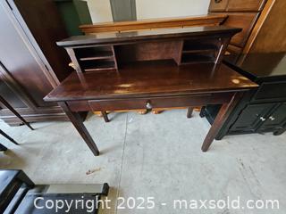 MaxSold Auction: Wood Writing Desk with Removable Hutch and Drop-Front Keyboard Tray - Chesapeake (Virginia, USA) PARTNER MANAGED Downsizing Online Auction - River Arch Drive