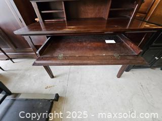 MaxSold Auction: Wood Writing Desk with Removable Hutch and Drop-Front Keyboard Tray - Chesapeake (Virginia, USA) PARTNER MANAGED Downsizing Online Auction - River Arch Drive