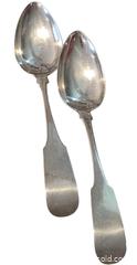 MaxSold Auction: PAIR LARGE EARLY IRISH STERLING SILVER SERVING SPOONS 1805 - Hamilton (Ontario, Canada) SELLER MANAGED Reseller Online Auction - Greenwood Street