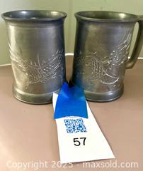 MaxSold Auction: Two Vintage Lonkee Swatow Pewter Stein Mugs with Etched Dragons and Glass Bottoms - Los Angeles (California, USA) SELLER MANAGED Reseller Online Auction -  Devonshire Street