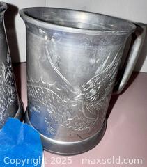 MaxSold Auction: Two Vintage Lonkee Swatow Pewter Stein Mugs with Etched Dragons and Glass Bottoms - Los Angeles (California, USA) SELLER MANAGED Reseller Online Auction -  Devonshire Street