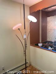MaxSold Auction: MCM Floral Tension Pole Lamp, Wood and Chrome, 93” - Reisterstown (Maryland, USA) PARTNER MANAGED Estate Sale Online Auction - Nicodemus Road