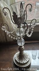 MaxSold Auction: Antiqued Gold Victorian-Style Metal & Glass Tabletop Candelabra - Hamilton (Ontario, Canada) SELLER MANAGED Downsizing Online Auction - Cameron Avenue South