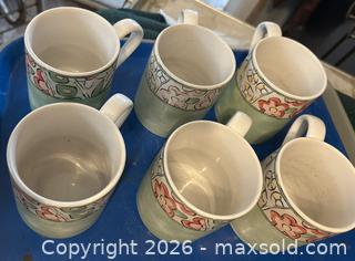 MaxSold Auction: Corelle Coordinates Stoneware Mugs Green Floral Band, Set of 6 - Hamilton (Ontario, Canada) SELLER MANAGED Downsizing Online Auction - Cameron Avenue South