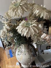 MaxSold Auction: Cream Ceramic/Stoneware Urn with Faux Floral Arrangement - Hamilton (Ontario, Canada) SELLER MANAGED Downsizing Online Auction - Cameron Avenue South