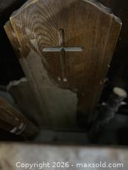 MaxSold Auction: Disassembled Solid Wood Church Pew with Carved Cross End - Hamilton (Ontario, Canada) SELLER MANAGED Downsizing Online Auction - Cameron Avenue South