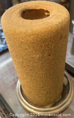 MaxSold Auction: Gold Caramel Flocked Glitter Decorative Pillar Candle - Hamilton (Ontario, Canada) SELLER MANAGED Downsizing Online Auction - Cameron Avenue South
