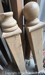 MaxSold Auction: Pair of Solid Wood Newel/Bed Posts with Turned Finials - Hamilton (Ontario, Canada) SELLER MANAGED Downsizing Online Auction - Cameron Avenue South