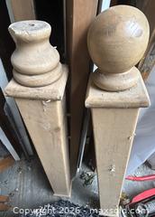 MaxSold Auction: Pair of Solid Wood Newel/Bed Posts with Turned Finials - Hamilton (Ontario, Canada) SELLER MANAGED Downsizing Online Auction - Cameron Avenue South