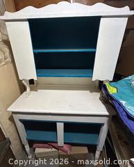 MaxSold Auction: Two-Piece White Painted Wood Hutch with Teal Interior - Hamilton (Ontario, Canada) SELLER MANAGED Downsizing Online Auction - Cameron Avenue South