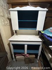 MaxSold Auction: Two-Piece White Painted Wood Hutch with Teal Interior - Hamilton (Ontario, Canada) SELLER MANAGED Downsizing Online Auction - Cameron Avenue South
