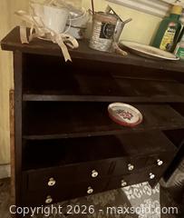 MaxSold Auction: Wooden Apothecary-Style Shelving Cabinet with Drawers - Hamilton (Ontario, Canada) SELLER MANAGED Downsizing Online Auction - Cameron Avenue South