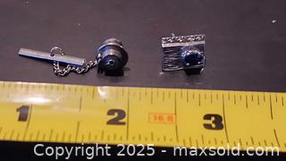 MaxSold Auction: 18kt gold tie clip with blue stone - Elgin (Ontario, Canada) SELLER MANAGED Estate Sale Online Auction - Main