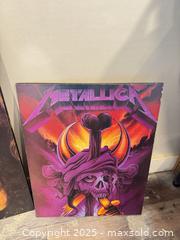 MaxSold Auction: Two retro wooden metallica posters  - Elgin (Ontario, Canada) SELLER MANAGED Estate Sale Online Auction - Main Street