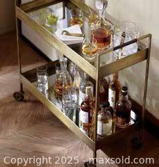 MaxSold Auction: Crate and Barrel Libations Brass Bar Cart.  Like new.    - Toronto (Ontario, Canada) SELLER MANAGED Downsizing Online Auction -  Chestnut Park Road