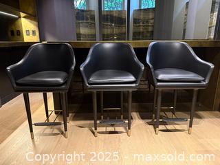 MaxSold Auction: Custom Leather Oak and Brass Bar Stools - Toronto (Ontario, Canada) SELLER MANAGED Downsizing Online Auction -  Chestnut Park Road