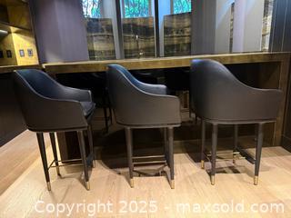 MaxSold Auction: Custom Leather Oak and Brass Bar Stools - Toronto (Ontario, Canada) SELLER MANAGED Downsizing Online Auction -  Chestnut Park Road