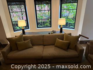 MaxSold Auction: Large Sofa with 4 Elte Linen and Down Throw Pillows (matches chaise lounge in lot 48)  - Toronto (Ontario, Canada) SELLER MANAGED Downsizing Online Auction -  Chestnut Park Road