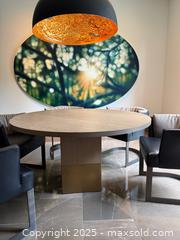 MaxSold Auction: Nota Bene Oak and Brass Dining Table from Avenue Road Furniture.  Like new.    - Toronto (Ontario, Canada) SELLER MANAGED Downsizing Online Auction -  Chestnut Park Road