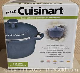 MaxSold Auction: M065 - Cuisinart Enameled Cast Iron 3 QT, Round Casserole With Lid - New - Whitby (Ontario, Canada) SELLER MANAGED Reseller Online Auction - Taunton Road East (STORAGE)               