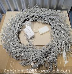 MaxSold Auction: M121 - Gluckstein Home Pre-Lit Beaded Wreath With 50 LED Lights - New - Whitby (Ontario, Canada) SELLER MANAGED Reseller Online Auction - Taunton Rd E (STORAGE)