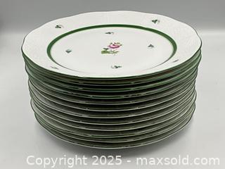 MaxSold Auction: 12 Herand Hand painted Porcelain &#34;Vienna Rose&#34; pattern Dinner Plates - Oakville (Ontario, Canada) PARTNER MANAGED Estate Sale Online Auction - Lakeshore Road West (Shipping Available)                     