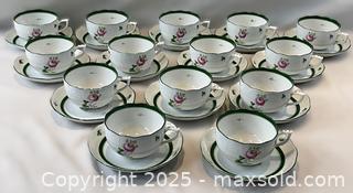 MaxSold Auction: 13 HEREND Hand Painted Porcelain &#34;Vienna Rose&#34; Pattern Cups and Saucers - Oakville (Ontario, Canada) PARTNER MANAGED Estate Sale Online Auction - Lakeshore Road West (Shipping Available)                     