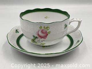 MaxSold Auction: 13 HEREND Hand Painted Porcelain &#34;Vienna Rose&#34; Pattern Cups and Saucers - Oakville (Ontario, Canada) PARTNER MANAGED Estate Sale Online Auction - Lakeshore Road West (Shipping Available)                     