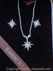 MaxSold Auction: 14K White Gold Set of Necklace and Pierced Earrings with Diamonds - Oakville (Ontario, Canada) PARTNER MANAGED Estate Sale Online Auction - Lakeshore Road West (Shipping Available)                     