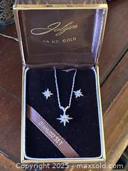 MaxSold Auction: 14K White Gold Set of Necklace and Pierced Earrings with Diamonds - Oakville (Ontario, Canada) PARTNER MANAGED Estate Sale Online Auction - Lakeshore Road West (Shipping Available)                     