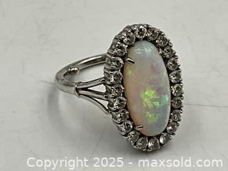 MaxSold Auction: 18K White Gold with Diamonds and Large Opal.  Appraisal Certificate. Size: 5.25 - Oakville (Ontario, Canada) PARTNER MANAGED Estate Sale Online Auction - Lakeshore Road West (Shipping Available)                     