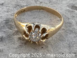 MaxSold Auction: 18K Yellow Gold Ring with Solitary Diamond Ryrie Bros. Size: 7.5 - Oakville (Ontario, Canada) PARTNER MANAGED Estate Sale Online Auction - Lakeshore Road West (Shipping Available)                     