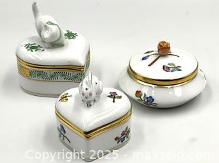 MaxSold Auction: 3 Herend Lidded Hand Painted Porcelain Trinket Boxes - Oakville (Ontario, Canada) PARTNER MANAGED Estate Sale Online Auction - Lakeshore Road West (Shipping Available)                     