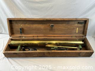 MaxSold Auction: Antique Brass Aitchison TERRESTIAL Telescope on stand by Aitchison &#38; Co. - Oakville (Ontario, Canada) PARTNER MANAGED Estate Sale Online Auction - Lakeshore Road West (Shipping Available)                     