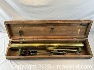MaxSold Auction: Antique Brass Aitchison TERRESTIAL Telescope on stand by Aitchison &#38; Co. - Oakville (Ontario, Canada) PARTNER MANAGED Estate Sale Online Auction - Lakeshore Road West (Shipping Available)                     