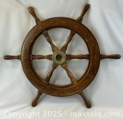 MaxSold Auction: ANTIQUE Teak Ship Wheel  - Oakville (Ontario, Canada) PARTNER MANAGED Estate Sale Online Auction - Lakeshore Road West (Shipping Available)                     