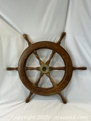 MaxSold Auction: ANTIQUE Teak Ship Wheel  - Oakville (Ontario, Canada) PARTNER MANAGED Estate Sale Online Auction - Lakeshore Road West (Shipping Available)                     