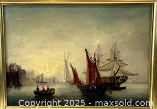 MaxSold Auction: French 19th Century Marine Original Oil on Canvas - Oakville (Ontario, Canada) PARTNER MANAGED Estate Sale Online Auction - Lakeshore Road West (Shipping Available)                     