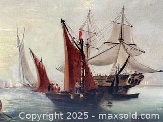 MaxSold Auction: French 19th Century Marine Original Oil on Canvas - Oakville (Ontario, Canada) PARTNER MANAGED Estate Sale Online Auction - Lakeshore Road West (Shipping Available)                     