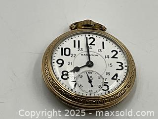 MaxSold Auction: Hamilton &#34;RAILWAY&#34; Pocket Watch in Display Dome - Oakville (Ontario, Canada) PARTNER MANAGED Estate Sale Online Auction - Lakeshore Road West (Shipping Available)                     