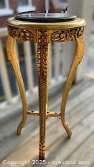 MaxSold Auction: Hand Carved Gilded Wood Stand with Marble Top  - Oakville (Ontario, Canada) PARTNER MANAGED Estate Sale Online Auction - Lakeshore Road West (Shipping Available)                     